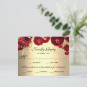 Rode Floral Rozen Gold Meal Selectie RSVP Kaartje (Staand voorkant)