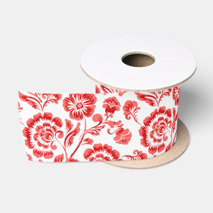 Rode Floral Satijnen Lint