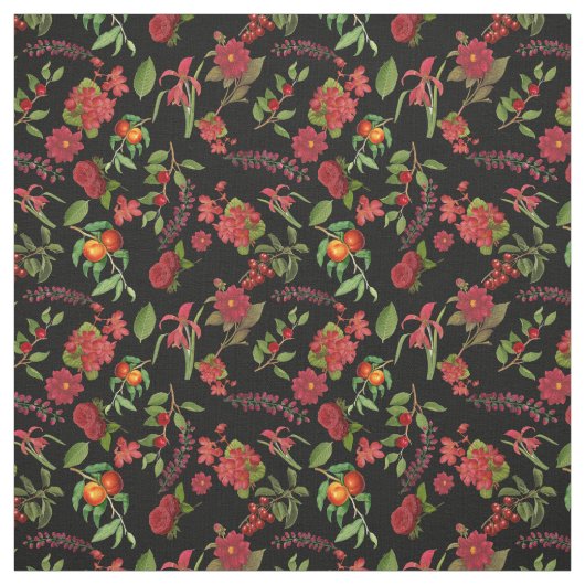 Rode  Floral Stof (Swatch)