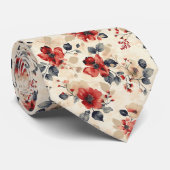 Rode Floral Stropdas (Opgerold)