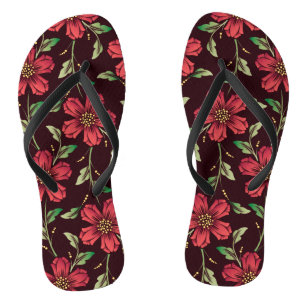 Rode Floral Teenslippers