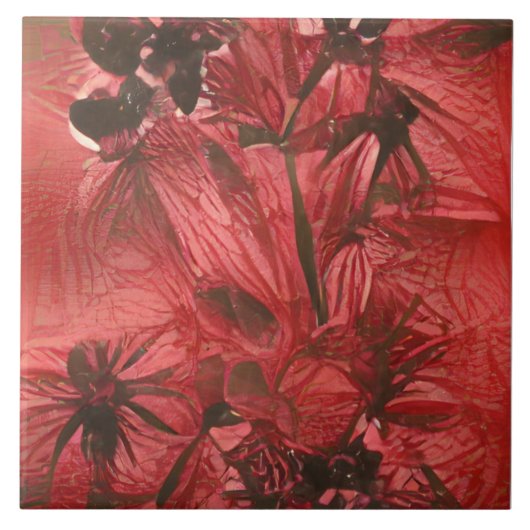 Rode Floral Tegeltje (Voorkant)
