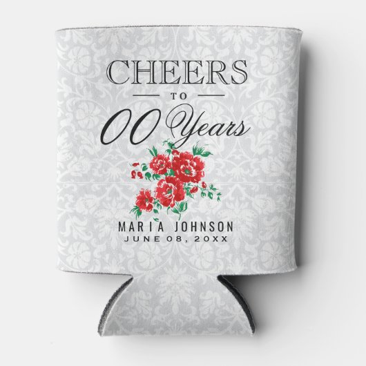 Rode Floral - tot de 100e jaar Blikjeskoeler (Voorkant)