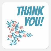 Rode Floral Vierkante Sticker (Voorkant)