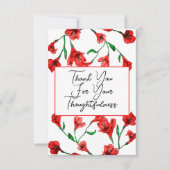 Rode Floral Waterverf bruiloft Bedankkaart (Voorkant)