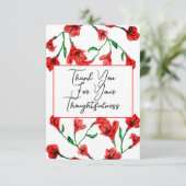 Rode Floral Waterverf bruiloft Bedankkaart (Staand voorkant)