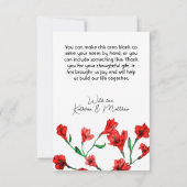 Rode Floral Waterverf bruiloft Bedankkaart (Achterkant)