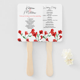 Rode Floral Waterverf bruiloft Handwaaier