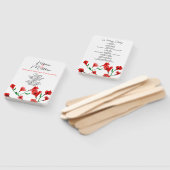 Rode Floral Waterverf bruiloft Handwaaier (Niet-gemonteerd)