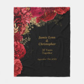 Rode Floral Wedding Jubileum Fleece Blanket (Voorkant)