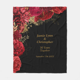 Rode Floral Wedding Jubileum Fleece Blanket