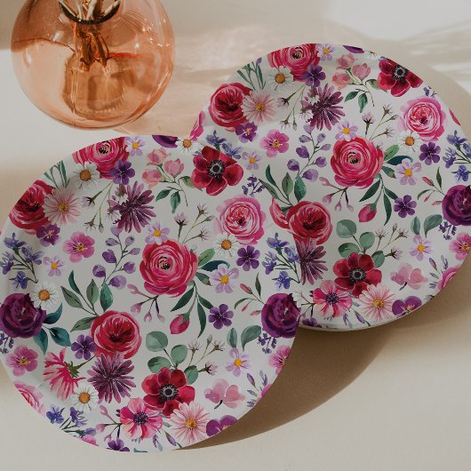 Rode Floral Wedding Papieren Bordje