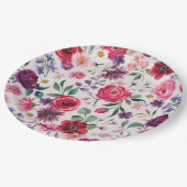 Rode Floral Wedding Papieren Bordje (Gekanteld)