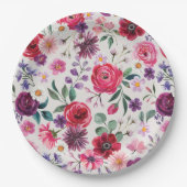 Rode Floral Wedding Papieren Bordje (Voorkant)