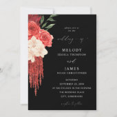 Rode Floral Wedding - Zwart Kaart (Voorkant)