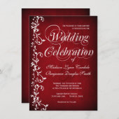  Rode Floral zwemt bruiloft Kaart (Voorkant / Achterkant)