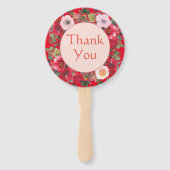 Rode florale Chinese bruiloft bedankt Handwaaier (Achterkant)