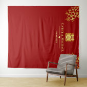 Rode florale Chinese bruiloft met achtergrond Wandkleed (In Situ (horizontaal))