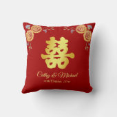 Rode florale Chinese trouwtheeceremonie Kussen (Achterkant)