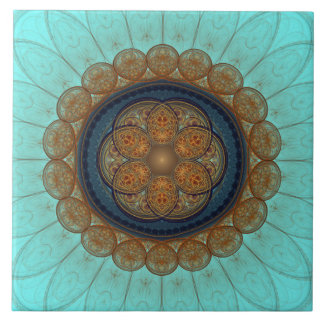 Rode florale fractale ornament tegeltje