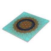 Rode florale fractale ornament tegeltje (Zijkant)