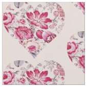 Rode florale hartslag stof (Close Up)