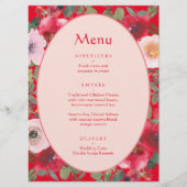 Rode florale met Chinese trouwreceptie Menu (Voorkant)