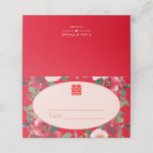 Rode florale met Chinese trouwreceptie Plaatskaartje (Buitenkant ongevouwen)