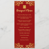 Rode florale moderne Chinese trouwbanket Menu (Voorkant)