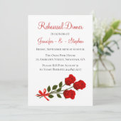 Rode Florale repetitie Dinner Roos Flowers Weddens Kaart (Staand voorkant)