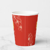 Rode florale script Chinese bruiloft ceremonie Papieren Bekers (Rechts)