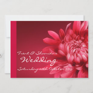 Rode florale trouwuitnodiging + RSVP Kaart