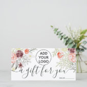 Rode florale waterverf Robuust logo cadeaubon (Staand voorkant)