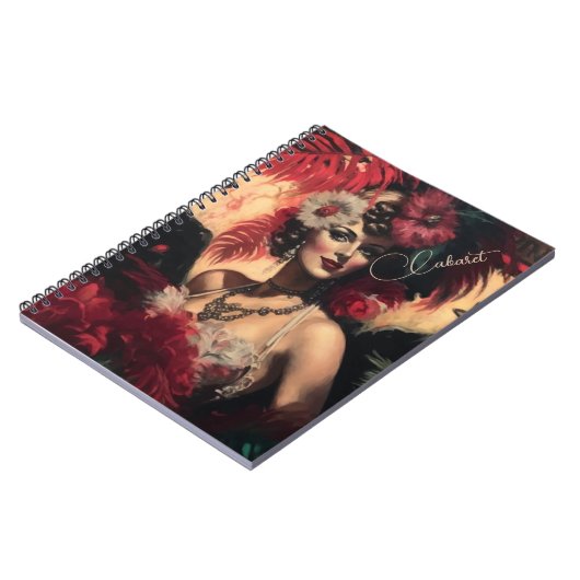 Rode Florals en veren Notitieboek (Linkerzijde)