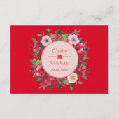 Rode florische Chinese trouwgegevens Informatiekaartje (Achterkant)