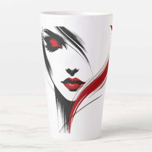 Rode Fluisterende Vrouw Latte Mok (Voorkant)