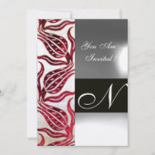 RODE FLUWEEL TULP MONOGRAMM Burgundy Witte Champag Kaart (Voorkant)