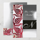 RODE FLUWEEL TULP MONOGRAMM Burgundy Witte Champag Kaart (Voorkant / Achterkant)