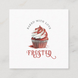 Rode Fluwelen Bakker Cupcake Logo Calligrafie Schr Vierkante Visitekaartje