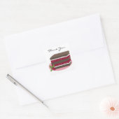 Rode Fluwelen Cake Bedankt Vierkante Sticker (Envelop)