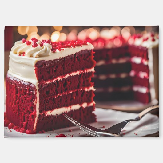 Rode Fluwelen Cake Magneet (Voorkant)