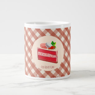 Rode fluwelen cake met aardbei roomkaas  grote koffiekop