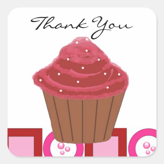 Rode Fluwelen Cupcake Bedankt Vierkante Sticker (Voorkant)