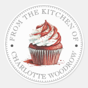 Rode Fluwelen Cupcake met glazuur Ronde Sticker