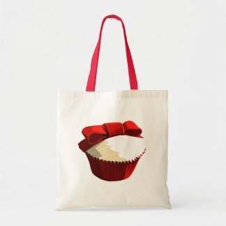Rode fluwelen cupcake met tas