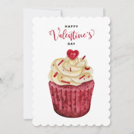 rode fluwelen cupcake | Valentijns Feestdagenkaart