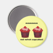Rode fluwelen cupcakes magneet (Voorkant / Achterkant)