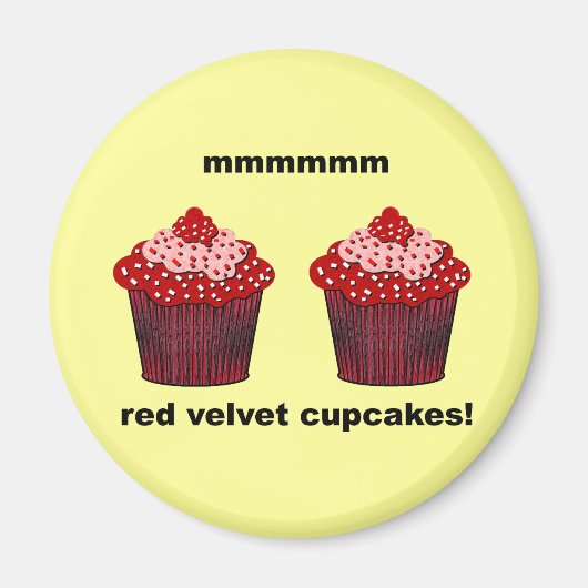 Rode fluwelen cupcakes magneet (Voorkant)