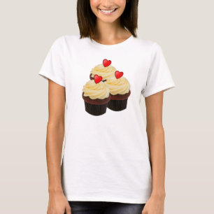 Rode fluwelen cupcakes t-shirt