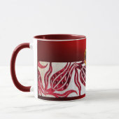 RODE FLUWELEN DAMAST TULP INITIALEN Burgundy Wit Mok (Links)